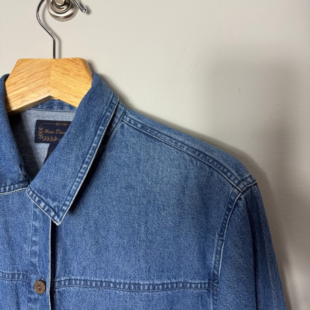 Vintage Jean Jacket Boxy Denim Coat Button Up Shacket XL *c - Picture 2 of 9